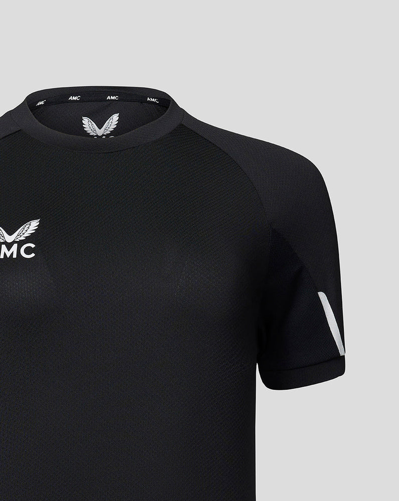 Camiseta negra de rendimiento de manga corta AMC para mujer