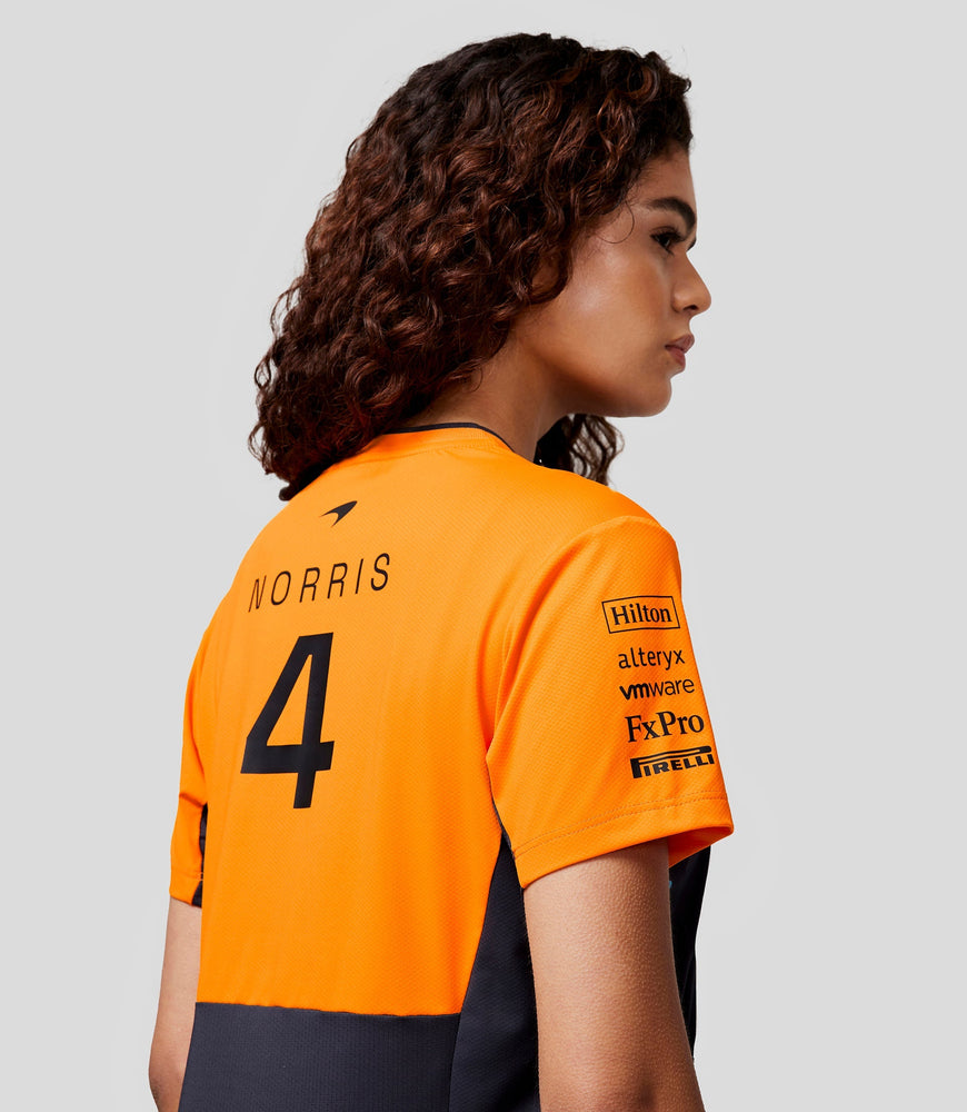 Camiseta oficial McLaren Teamwear Set Up para mujer Lando Norris Fórmula 1 - Fantasma/Papaya