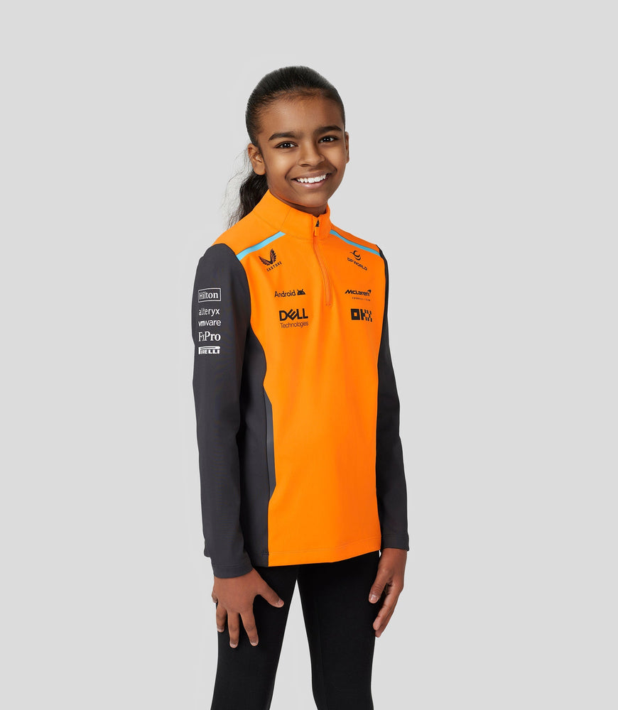 Ropa de equipo oficial de McLaren para niños Camiseta con cremallera de un cuarto Oscar Piastri Fórmula 1