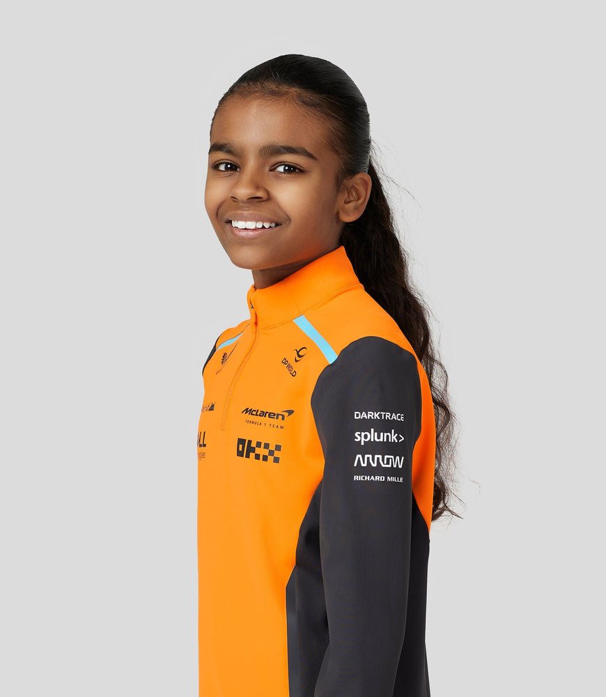 Ropa de equipo oficial de McLaren para niños Camiseta con cremallera de un cuarto Oscar Piastri Fórmula 1