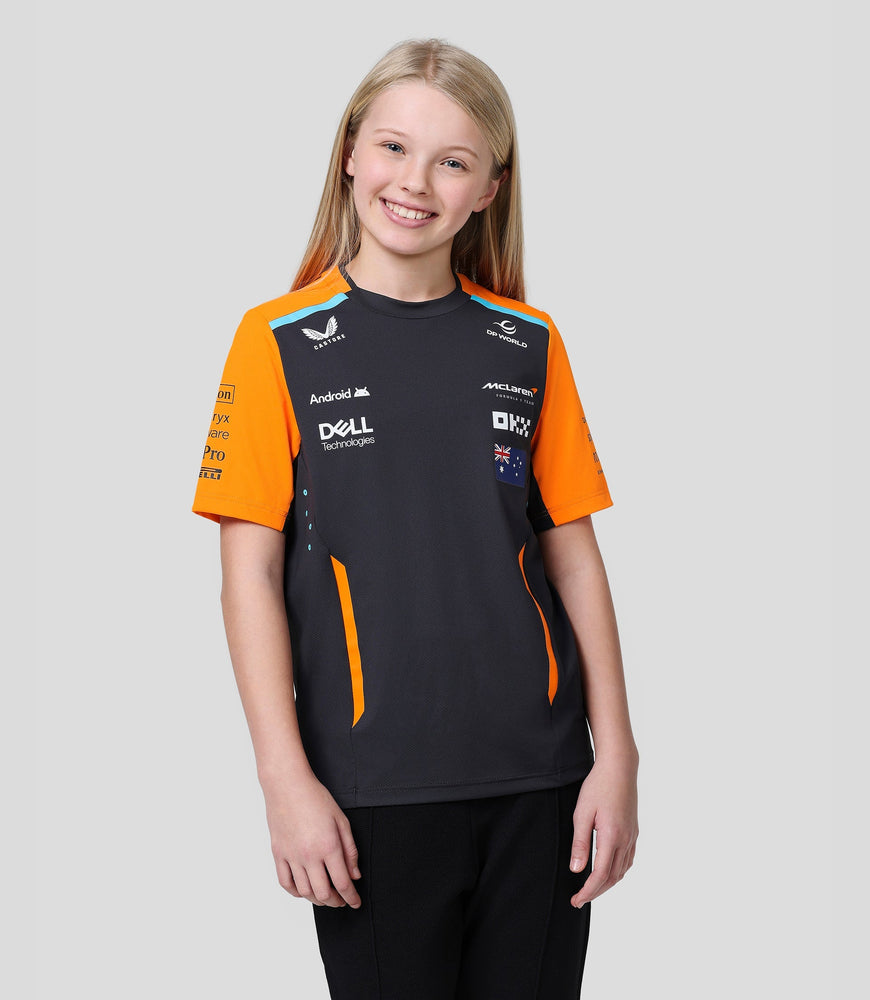 Camiseta oficial McLaren Teamwear Set Up para niños Oscar Piastri Fórmula 1 - Fantasma/Papaya