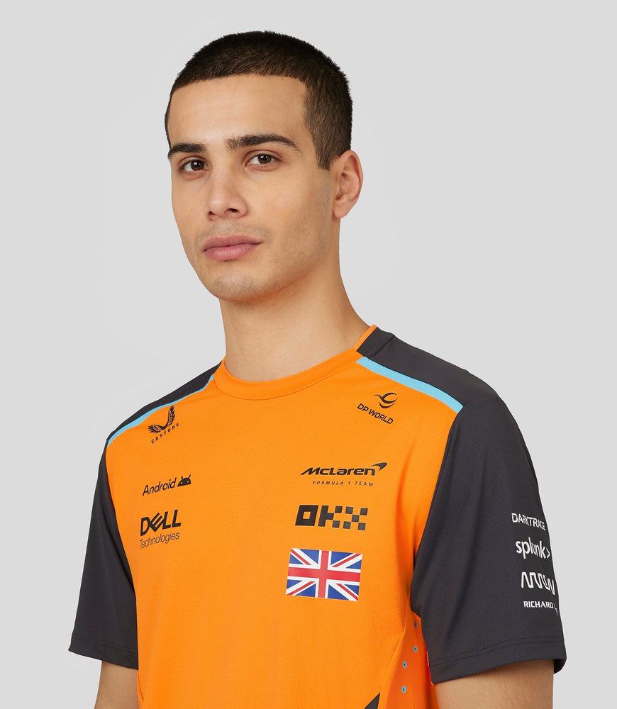 Camiseta oficial McLaren Teamwear Set Up para hombre Lando Norris Fórmula 1 - Papaya/Phantom