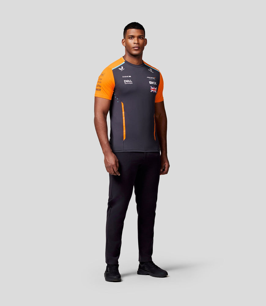 Camiseta oficial McLaren Teamwear Set Up para hombre Lando Norris Fórmula 1 Phantom/Papaya